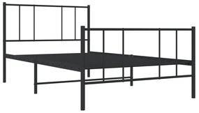 fekete fém ágykeret fej- és lábtámlával 80 x 200 cm