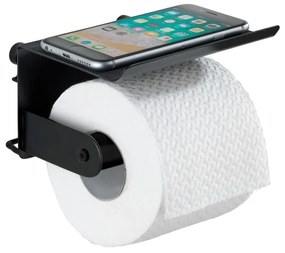 Classic Plus fekete fali wc-papírtartó telefontartóval - Wenko