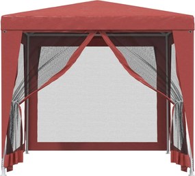 Piros HDPE rendezvénysátor 4 hálós oldalfallal 2,5x2,5 m