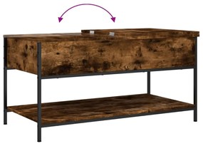 füstös tölgy szerelt fa és fém dohányzóasztal 100 x 50 x 50 cm