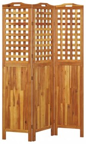 3 paneles tömör akácfa térelválasztó 121,5x2x180 cm