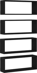 vidaXL Falpolcok polcokkal 4 pcs Fekete tölgy 60 x 15 x 23 cm Faanyag