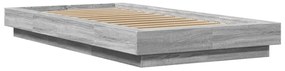szürke sonoma színű szerelt fa ágykeret LED-del 75x190 cm