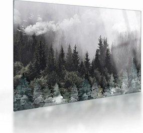 Üveg kép - Erdő illusztrált elemekkel (70x50 cm)