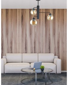 Csillár rúdon FLEX 3xE27/60W/230V fekete/füstös bézs