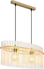 Globo 15698H3M FĂŒggĆlĂĄmpa, fĂ©m arany szĂnƱ matt, fehĂ©r/ĂĄtlĂĄtszĂł szĂnĂĄtmenetes uvegrudak, kĂĄbel PVC fekete, magassĂĄga rövidĂthetĆ, HxSzxM: 600x230x1400mm, 2x E27 60W 230V izzĂłk nĂ©lkĂŒl