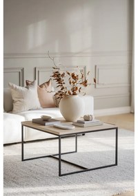 Natúr színű dohányzóasztal tölgyfa asztallappal ø 80 cm Deerfield – Rowico