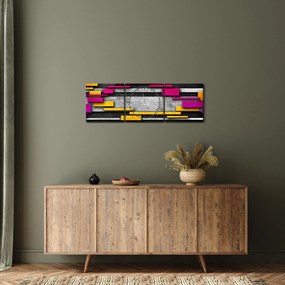 Egy kép a színes absztrakció fekete alapon (órával) (90x30 cm)