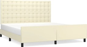 vidaXL krémszínű műbőr ágykeret fejtámlával 160 x 200 cm