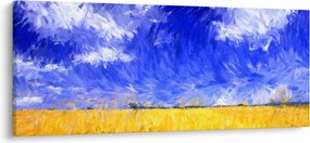 Kép - olajfestmény, arany mező (120x50 cm)