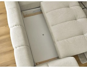 Bézs kinyitható-tárolóhelyes sarokkanapé (jobb oldali-L alakú) Fuji – Bobochic Paris