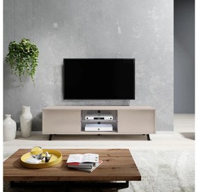 Tv szekrény/asztal Leiros (világítással) (szürkés bézs + fekete). 1099422