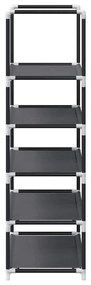 fekete nem szőtt szövetből cipőállvány 5 szintes 44x28x94 cm