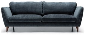 Stella 3 személyes kanapé, sötétkék bársony, dió láb