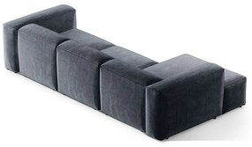 Szürkéskék kordbársony sarokkanapé (bal oldali-heverő résszel) Bergano – Cosmopolitan Design