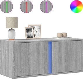 vidaXL szürke sonoma színű fali TV-szekrény LED-del 80x31x35 cm