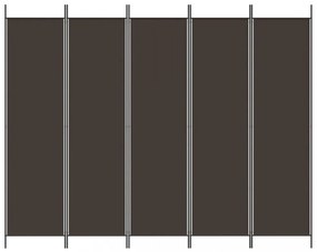 5 paneles barna szövet paraván 250x200 cm