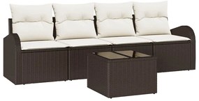 Kerti Kanapé Szett 5 pcs Barna 55 x 55 x 37 cm Poli rattan