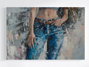 Vászonkép Canvas Olaj Nő Lány Sziluett Derék Farmer 120x80