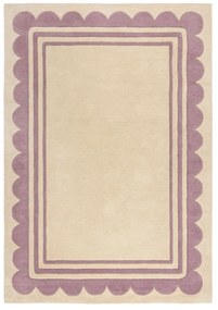 Lila-natúr színű kézi szövésű gyapjú szőnyeg 160x230 cm Lois Scallop – Flair Rugs