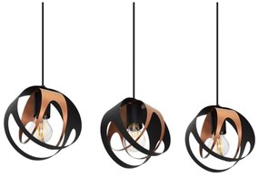 Csillár zsinóron MOONLIGHT 3xE27/15W/230V fekete/réz