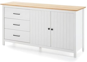 Fehér borovi fenyő alacsony komód 150x80 cm Miranda – Marckeric