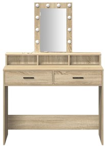 LED világítással ellátott sminkasztal Sonoma tölgy 100x41x140 cm