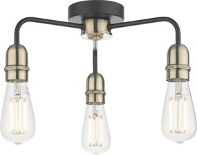 Dar Lighting loft mennyezeti lámpa kiefer antik sárgaréz matt fekete darkie5322