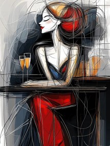 Vászonkép Canvas Portré Nő Pezsgő Találkozás Art Deco 60x80
