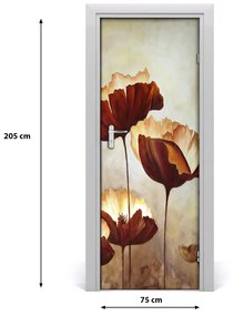 Ajtó tapéta vadvirágok pipacsok 75x205 cm