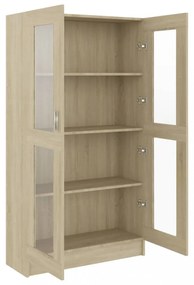sonoma tölgy színű szerelt fa vitrinszekrény 82,5x30,5x150 cm