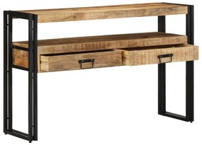 Fekete Asztalok 120x33x75 cm Tömör Mangófából és Fémből