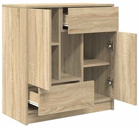 sonoma tölgy komód fiókokkal és ajtókkal 70,5x34x74,5 cm