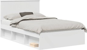 vidaXL Ágykeret fejtámlával Fehér 120 x 190 cm Tömör fenyőfa