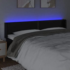 fekete műbőr LED-es fejtámla 163 x 16 x 78/88 cm