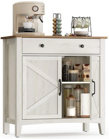 Tálalószekrény magasságban állítható polccal, 40 x 80 x 80 cm, fehér és mézbarna