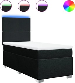 vidaXL fekete szövet rugós ágy matraccal 80 x 200 cm