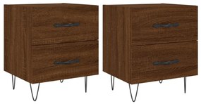 2 db barna tölgyszínű szerelt fa éjjeliszekrény 40x35x47,5 cm