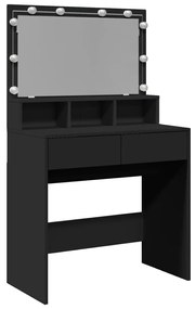 fekete fésülködőasztal LED-del 80 x 41 x 134,5 cm