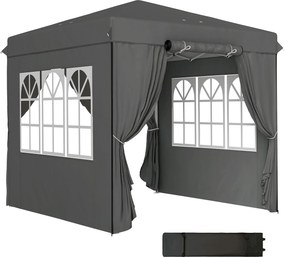 Outsunny 2.5x2.5m Tetőpavilion, Vízhatlan Stabil Télálló Gyorsan Felállítható Hajtható Pavilion, UV Védelem 50+, Hajtható Parti sátor Kert sátor 4 Old