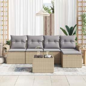 Kerti Kanapé Szett párnával tárolóval 6 pcs Bézs Poli rattan