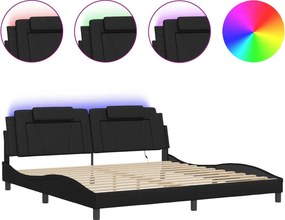 vidaXL fekete ágykeret Viana LED-ekkel matrac nélkül 200x200 cm
