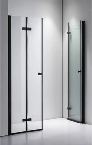 Stuxi Verona Big Black 190 cm széles aszimmetrikus kétszárnyú csukló zuhanyajtó (90+100 cm), 6 mm vízlepergető üveggel, matt fekete profillal, 195 cm magas