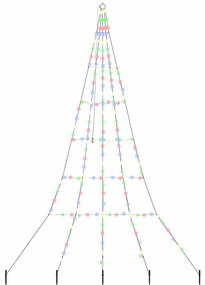 LED Karácsonyfák talajráccsal 168 LED-del Sokszínű 300 cm Fém