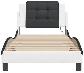 fehér és fekete ágykeret LED-ekkel matrac nélkül Zadar 100 x 200 cm