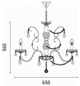Csillár láncon 6xE14/15W/230V