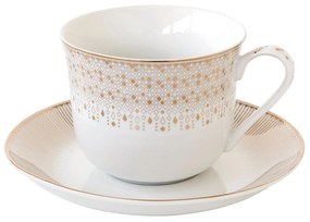 Karácsonyi porcelán nagy teás csésze fehér arany Festive