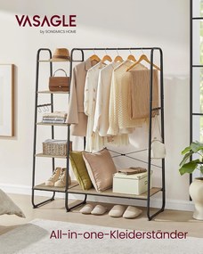 VASAGLE ruhatartó állvány, 45 × 120 × 160 cm, türkizbarna-fekete