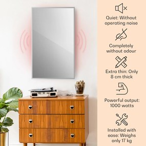 Klarstein La Palma 1000 smart, infravörös hősugárzó 2 az 1-ben, 120 x 60 cm, 1000 W, tükör elülső rész