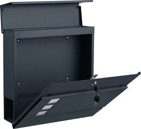 Zárható postaláda újságtartóval, falra, kerítésre szerelhető, antricit szürke